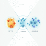 split screen of prp, exosomes and stem cells